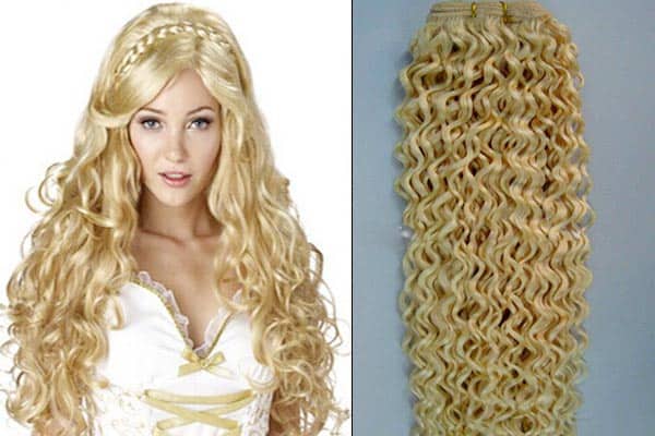 Vietnamese Blonde Curly Hair Extensions Clip In