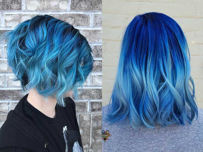 Dark blue medium hair styles - wide 11