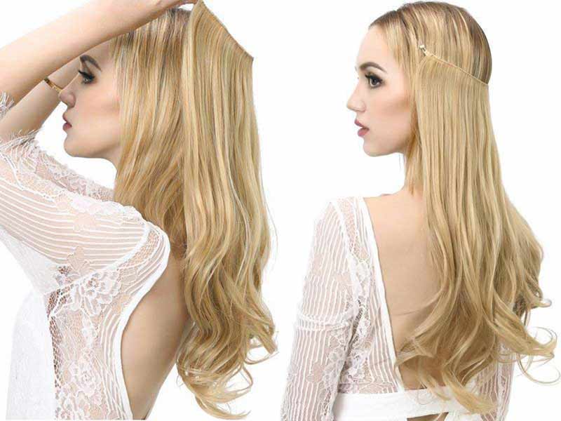 7. Blonde Ombre Halo Hair Extensions - wide 1