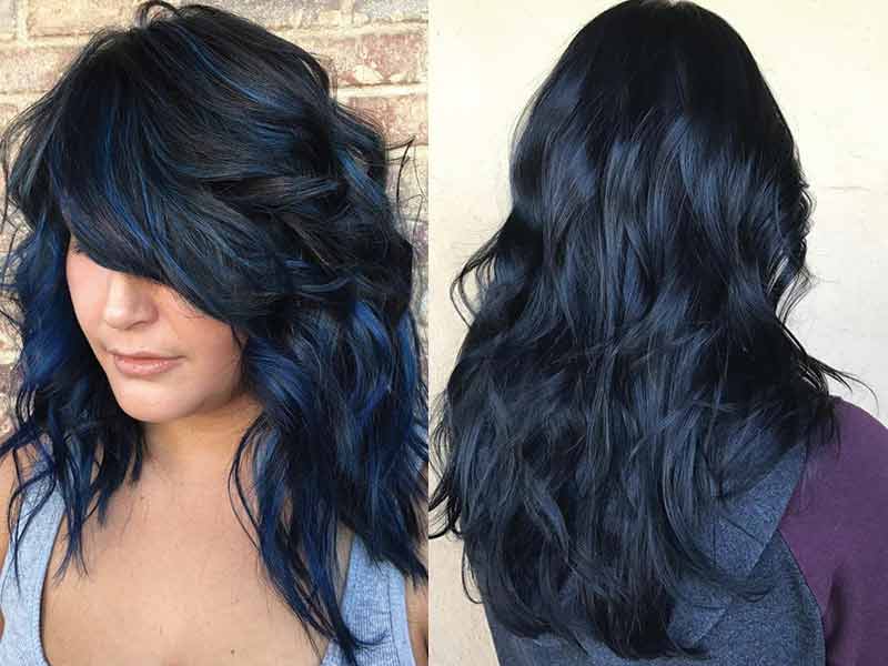 navy blue hair on pale person
