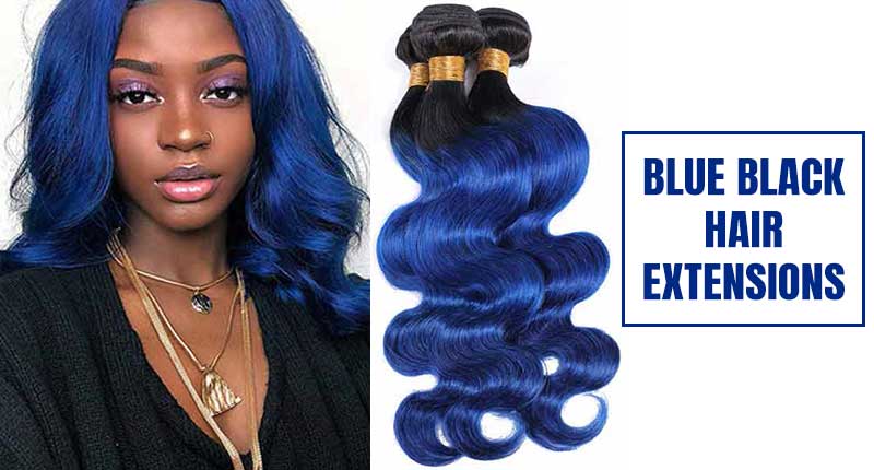 40 Inch Blue Human Hair Extensions - wide 1