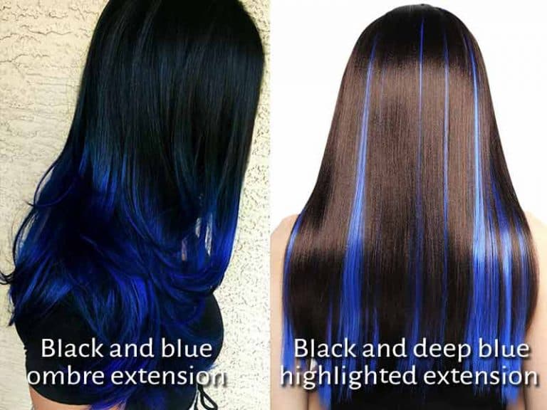 Dark Blue Synthetic Hair Extensions - wide 4