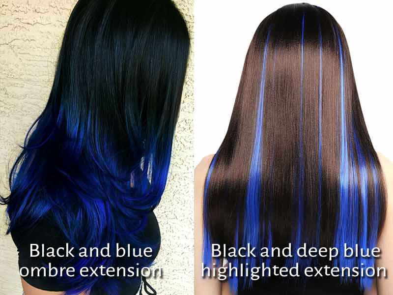 3. Blue Ombre Human Hair Extensions - wide 3