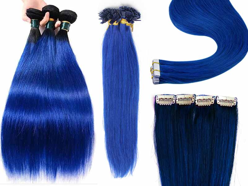 20 Inch Remy Blue Hair Extensions - wide 6